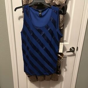 Women's Blue Striped Tank Top